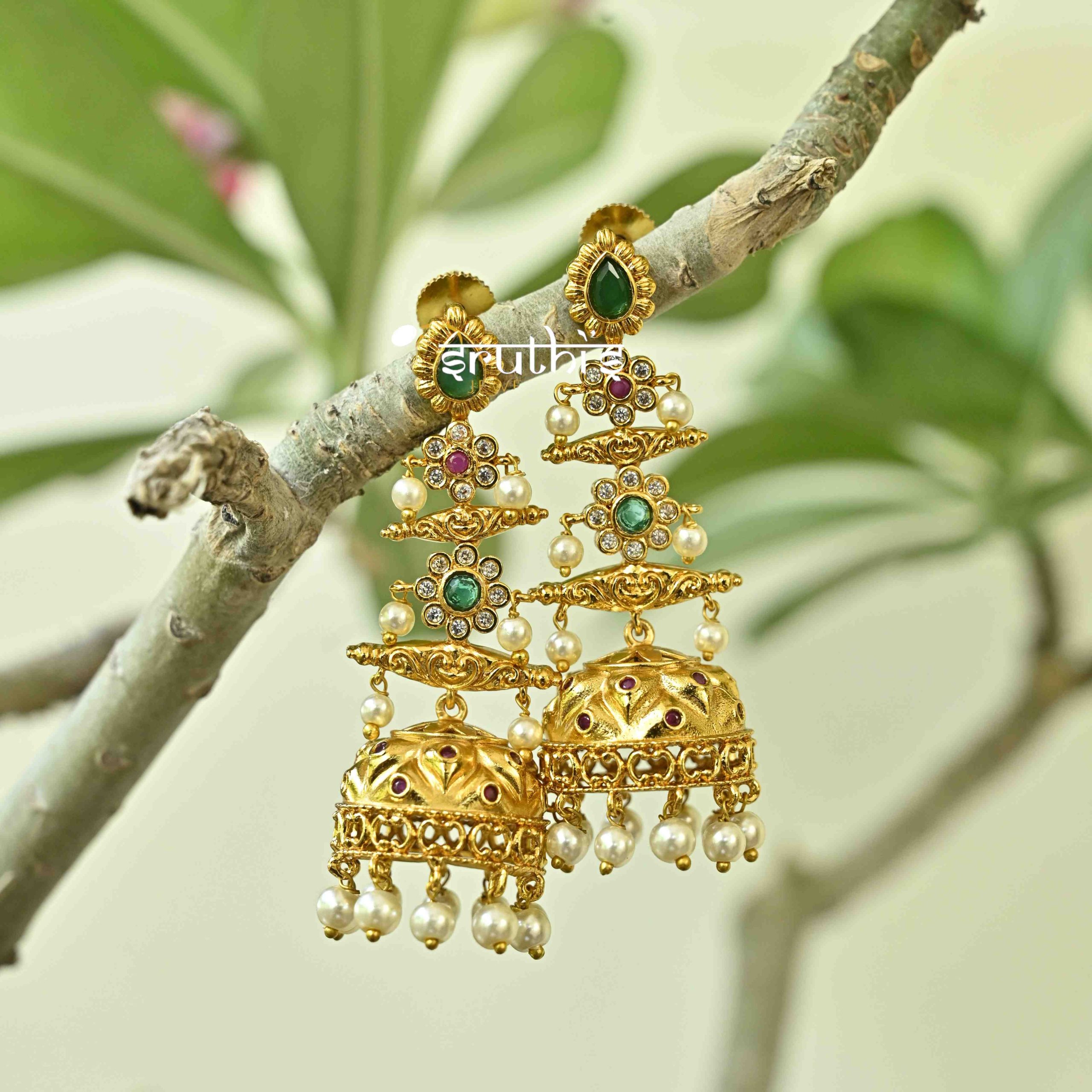 NIHARA Gold Plated Oxidised Layered Drop Jhumka Earrings for Women and  Girls, Gold : Amazon.in: Fashion